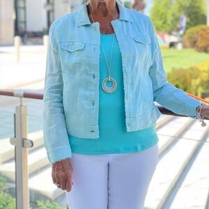 Lulu B Key West Linen Light Blue Jacket Size Med